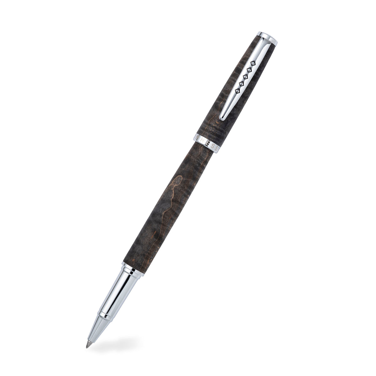 Tom Hessin Edinburgh "Stockbridge Stone" Rollerball Pen - Wooden Barrel, Chrome Trim - Pen Boutique Ltd