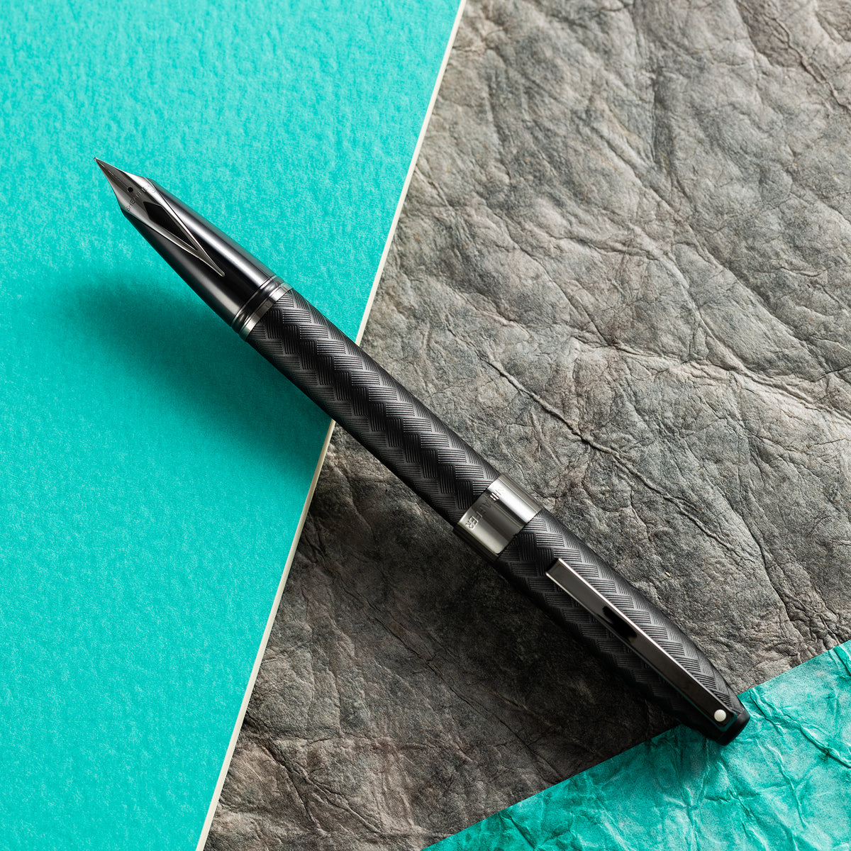 Sheaffer Legacy Fountain Pen - Chevron Matte Black - PVD Gunmetal Trim - Pen Boutique Ltd