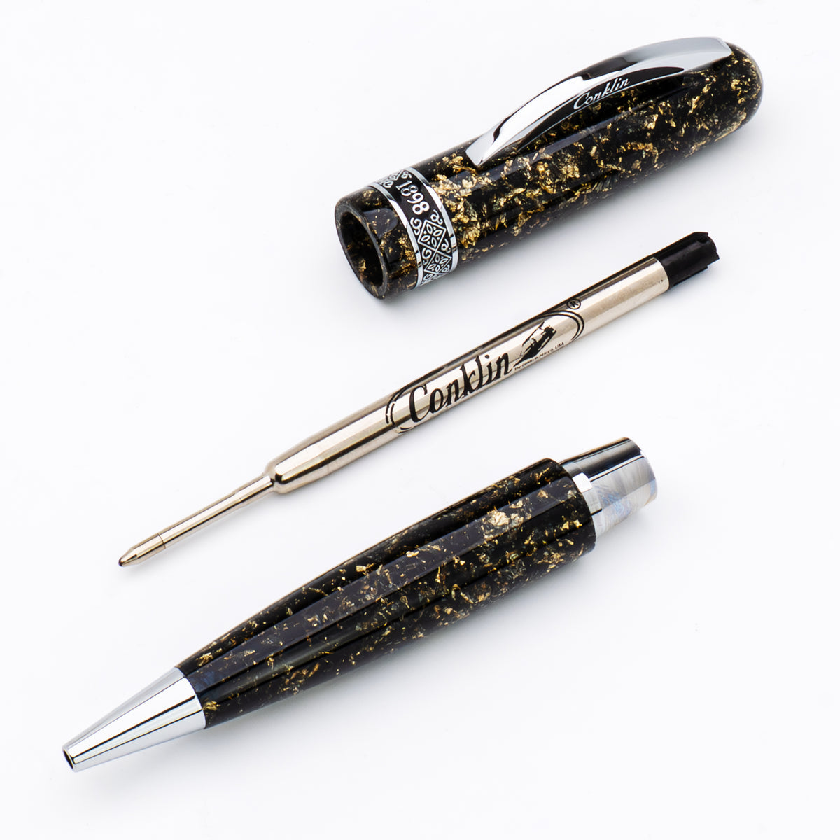 Conklin 1898 Collection Ballpoint Pen - Solaris Black - Chrome Trim (Limited Edition) - Pen Boutique Ltd