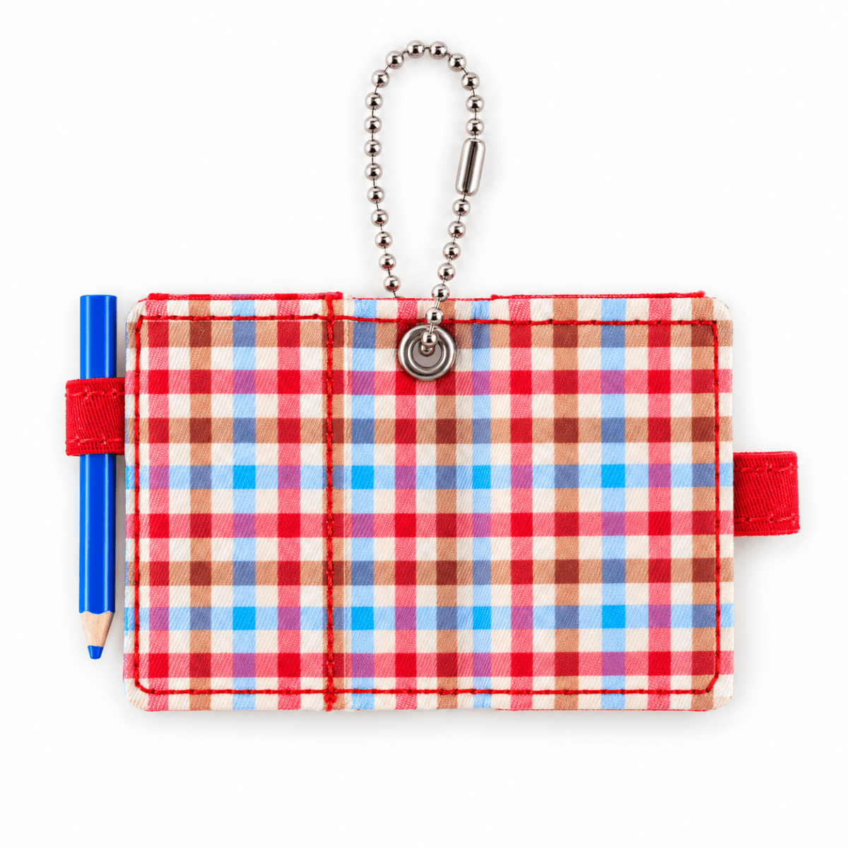 Hobonichi Techo Mini Keychain - Bright Plaid Notebook x Red Pen Loop - Pen Boutique Ltd