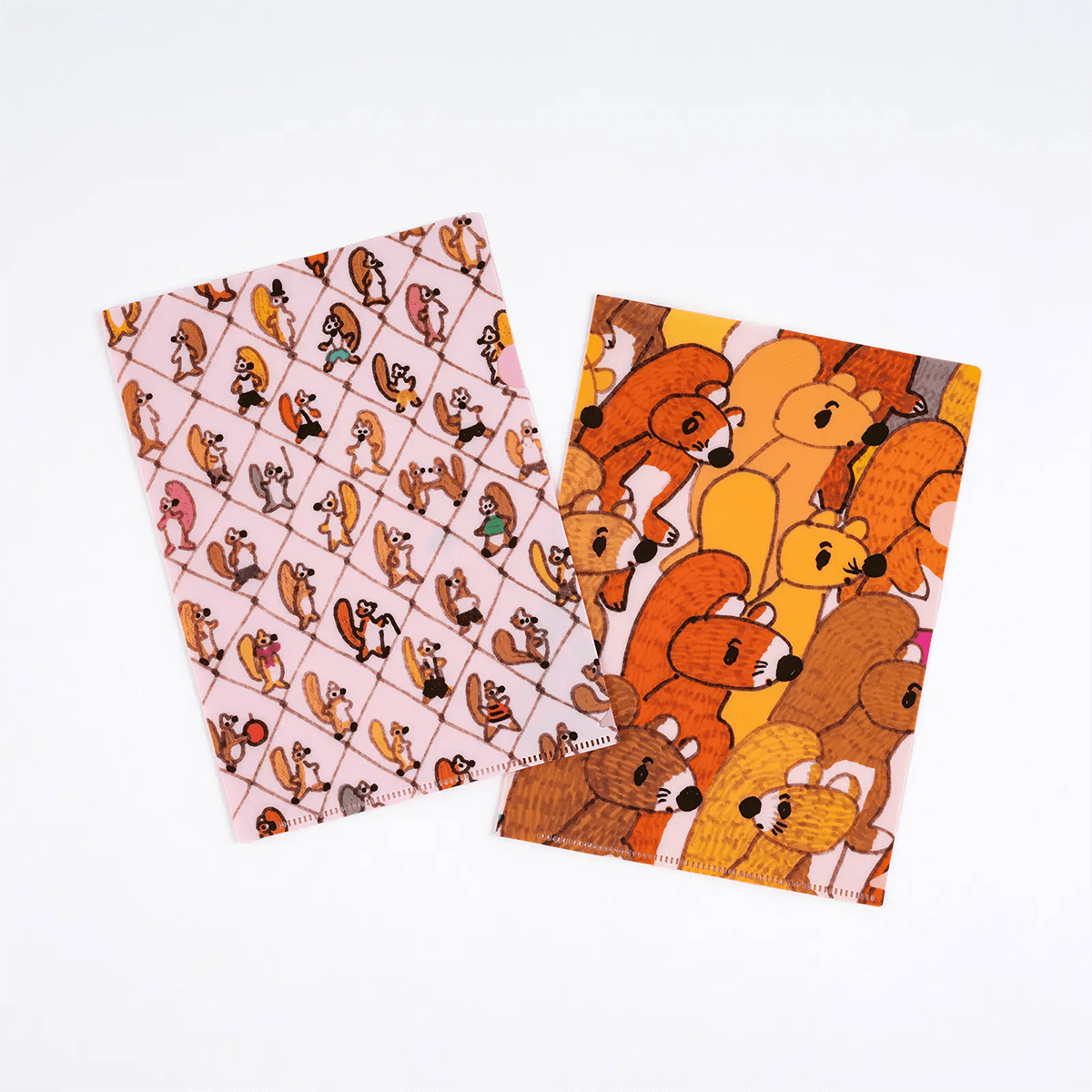 Hobonichi Folder Set - 100%ORANGE: Squirrel Squadron - A5 (Set of 2) - Pen Boutique Ltd