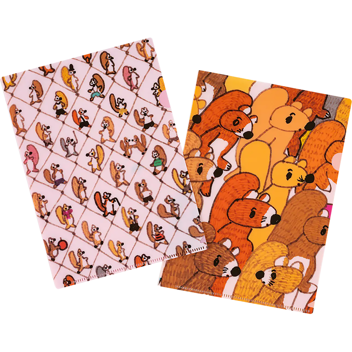 Hobonichi Folder Set - 100%ORANGE: Squirrel Squadron - A5 (Set of 2) - Pen Boutique Ltd