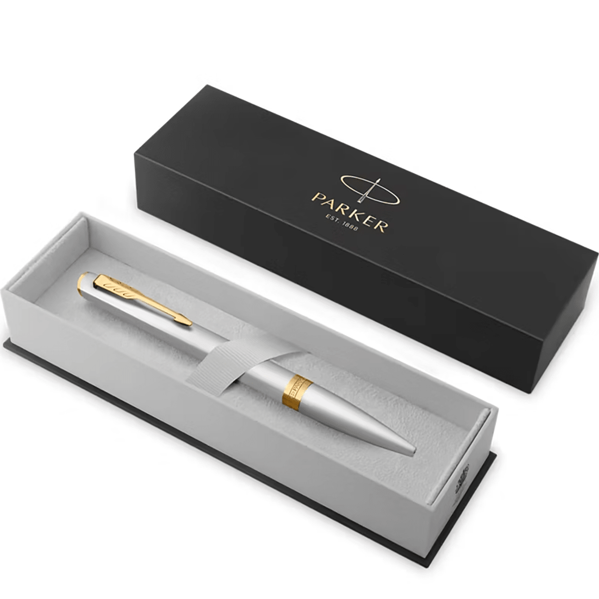 Parker Meridian Ballpoint Pen - Chrome - Gold Trim - Pen Boutique Ltd