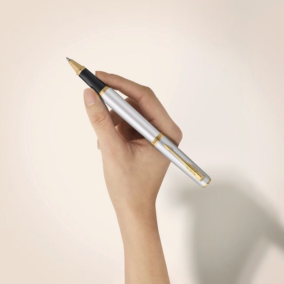 Parker Meridian Rollerball Pen - Chrome - Gold Trim - Pen Boutique Ltd