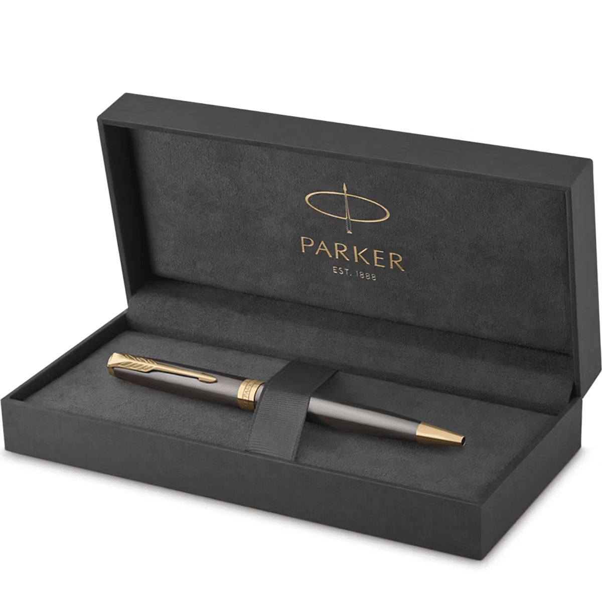 Parker Sonnet Ballpoint Pen - Grey - Gold Trim - Pen Boutique Ltd
