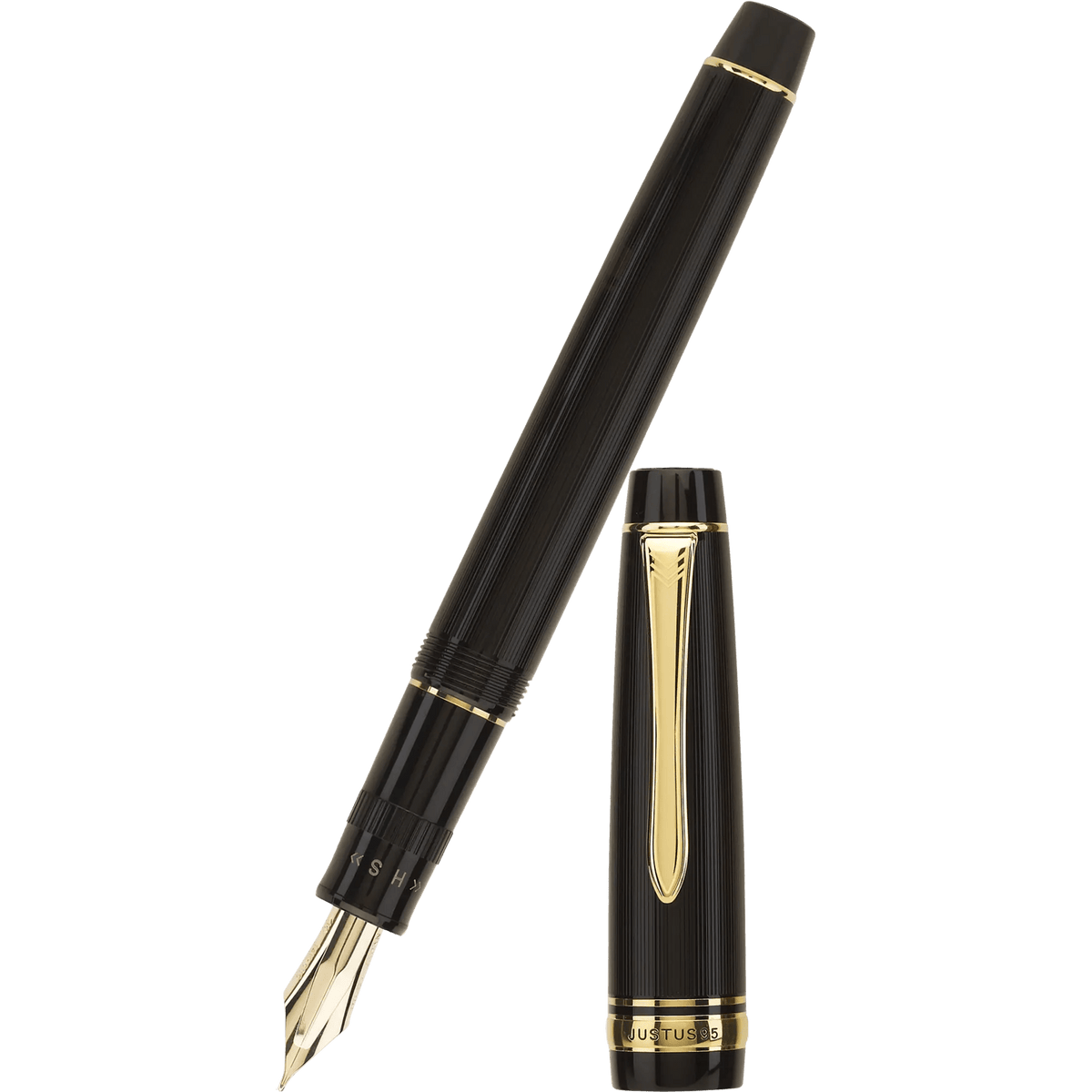 Pilot Justus 95 Fountain Pen - Black - Gold Trim - Pen Boutique Ltd