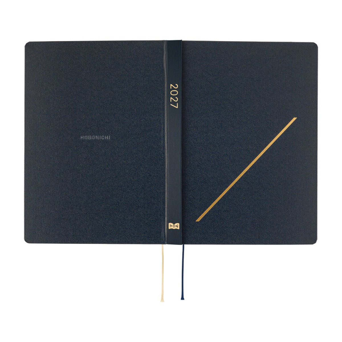Hobonichi 2027 Light Hard Cover English Book - Slash (Navy) & HON Stamped - A5 (January Start) - Pen Boutique Ltd