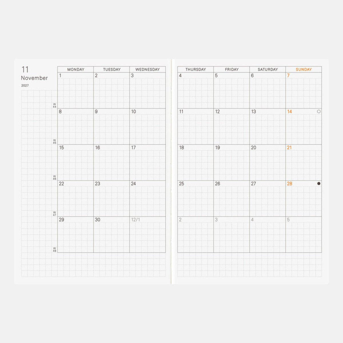 Hobonichi Techo 2027 English Planner Refill Book - A6 (Daily - January Start - Monday Start) - Pen Boutique Ltd