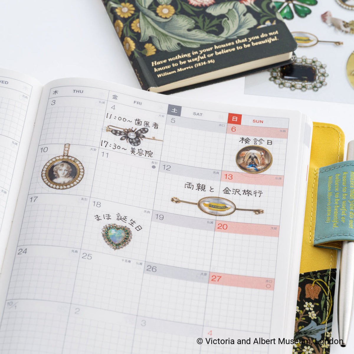 Hobonichi Jewellery Stickers - V&A Series - Actual Size - Pen Boutique Ltd