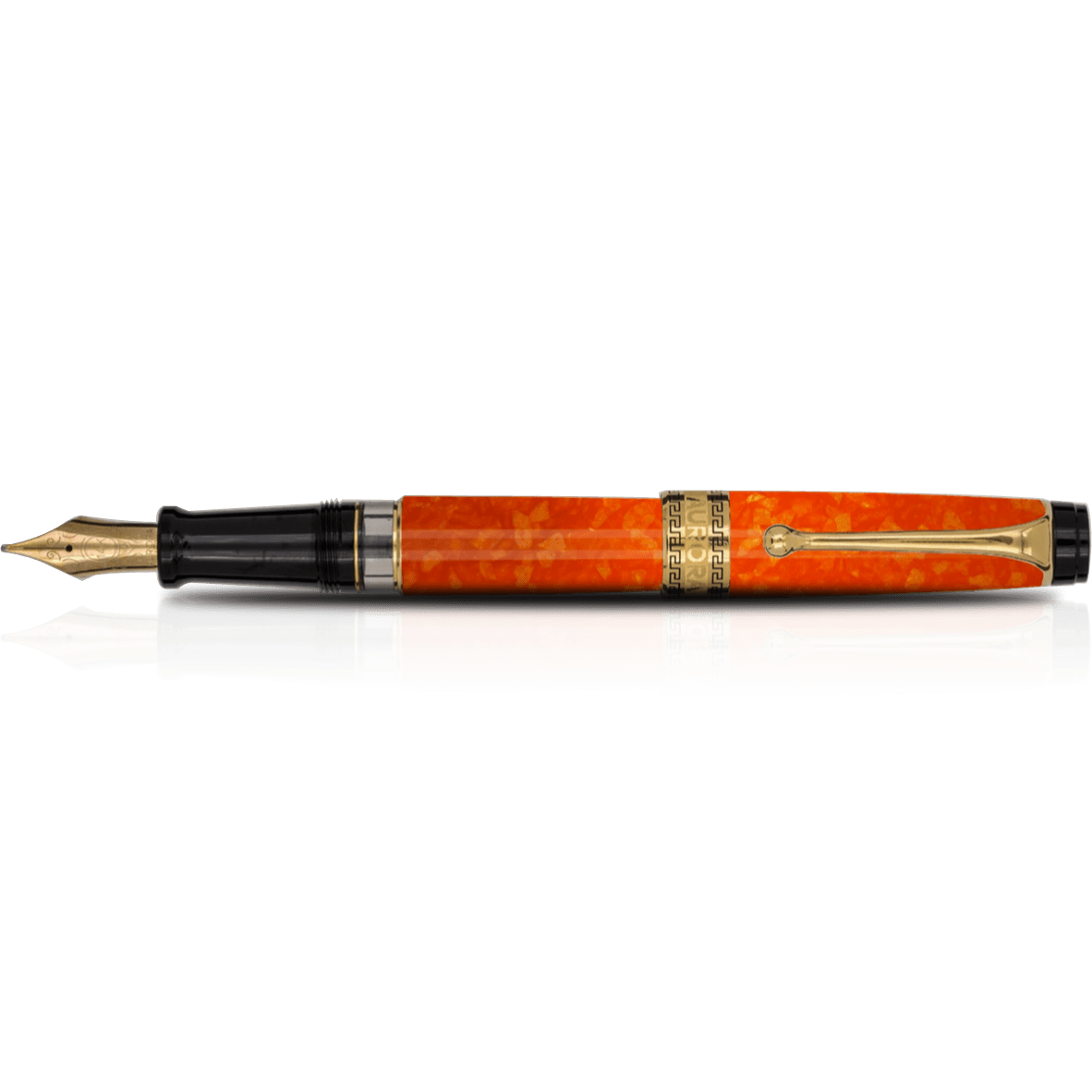 Aurora Optima Fountain Pen - Marbled Orange Auroloide - Pen Boutique Ltd