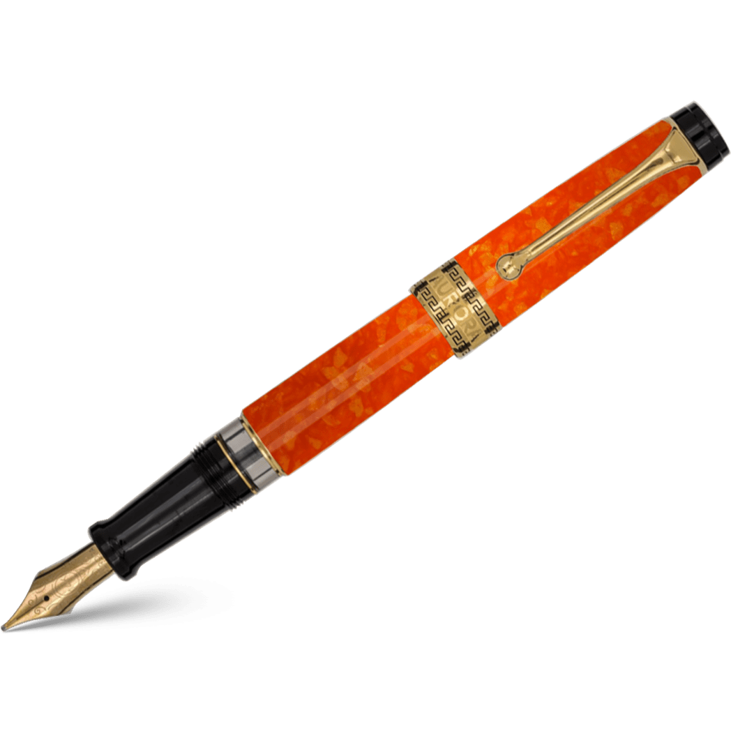 Aurora Optima Fountain Pen - Marbled Orange Auroloide - Pen Boutique Ltd