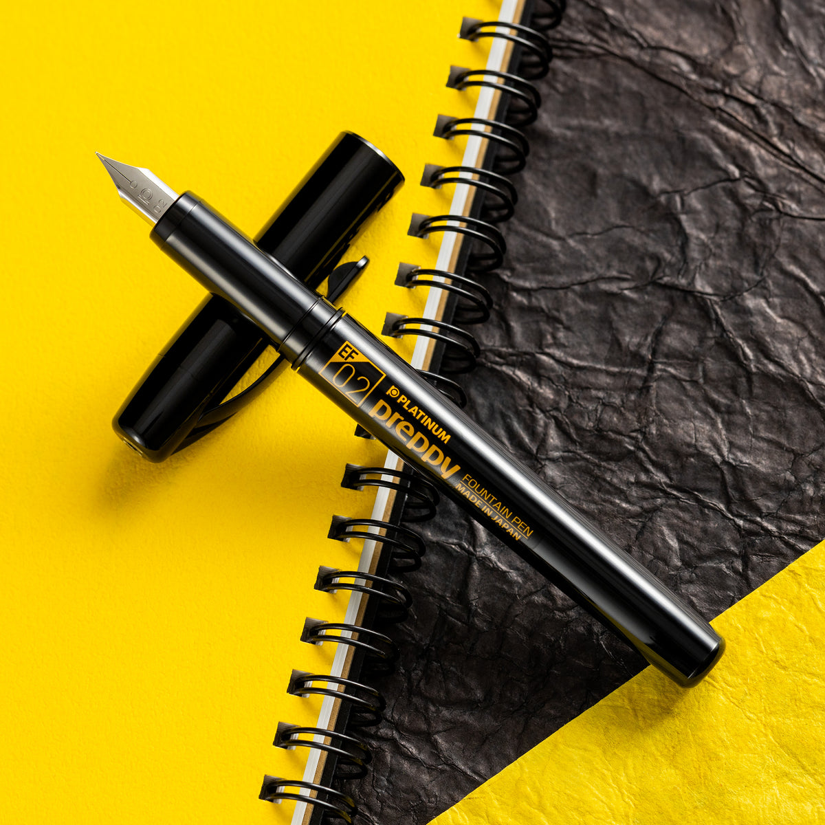 Platinum Preppy Fountain Pen - Orange Logo (Black Edition) - Pen Boutique Ltd