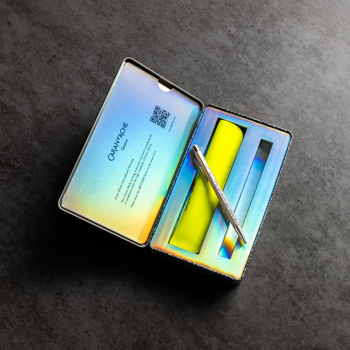 Caran d'Ache Ecridor Gift Set - Germainer Platinum Ballpoint Pen & Leather Case (Special Edition) - Pen Boutique Ltd