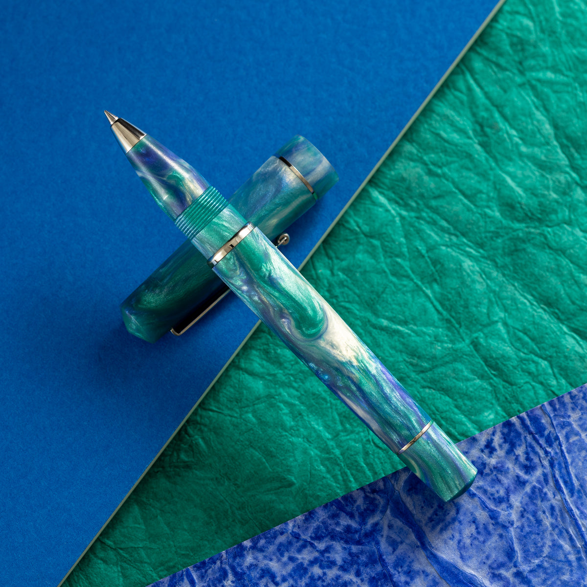 Delta Duna Rollerball Pen - Reflection Pool - Chrome Trim - Pen Boutique Ltd