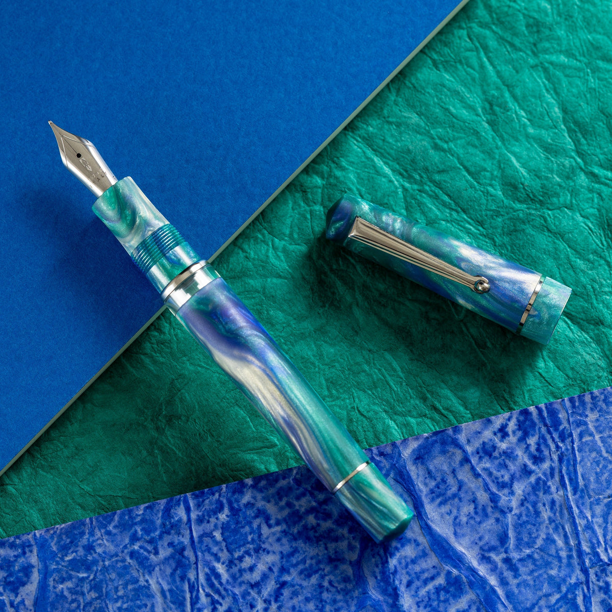Delta Duna Fountain Pen - Reflection Pool - Chrome Trim (Limited Edition) - Pen Boutique Ltd