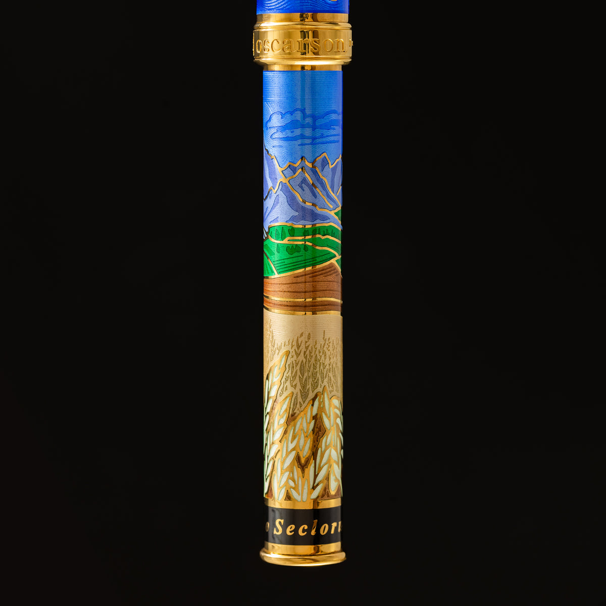 David Oscarson America The Beautiful Fountain Pen - Sapphire - Gold Trim (Limited Edition) - Pen Boutique Ltd
