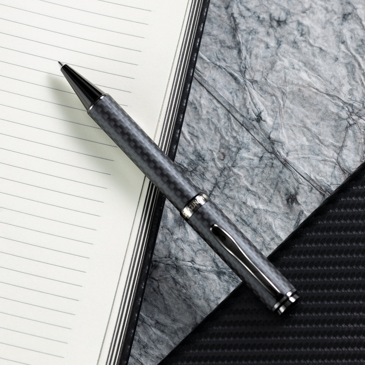 Monteverde Innova Ballpoint Pen Notebook Set - Carbon Fiber - Gunmetal-Pen Boutique Ltd