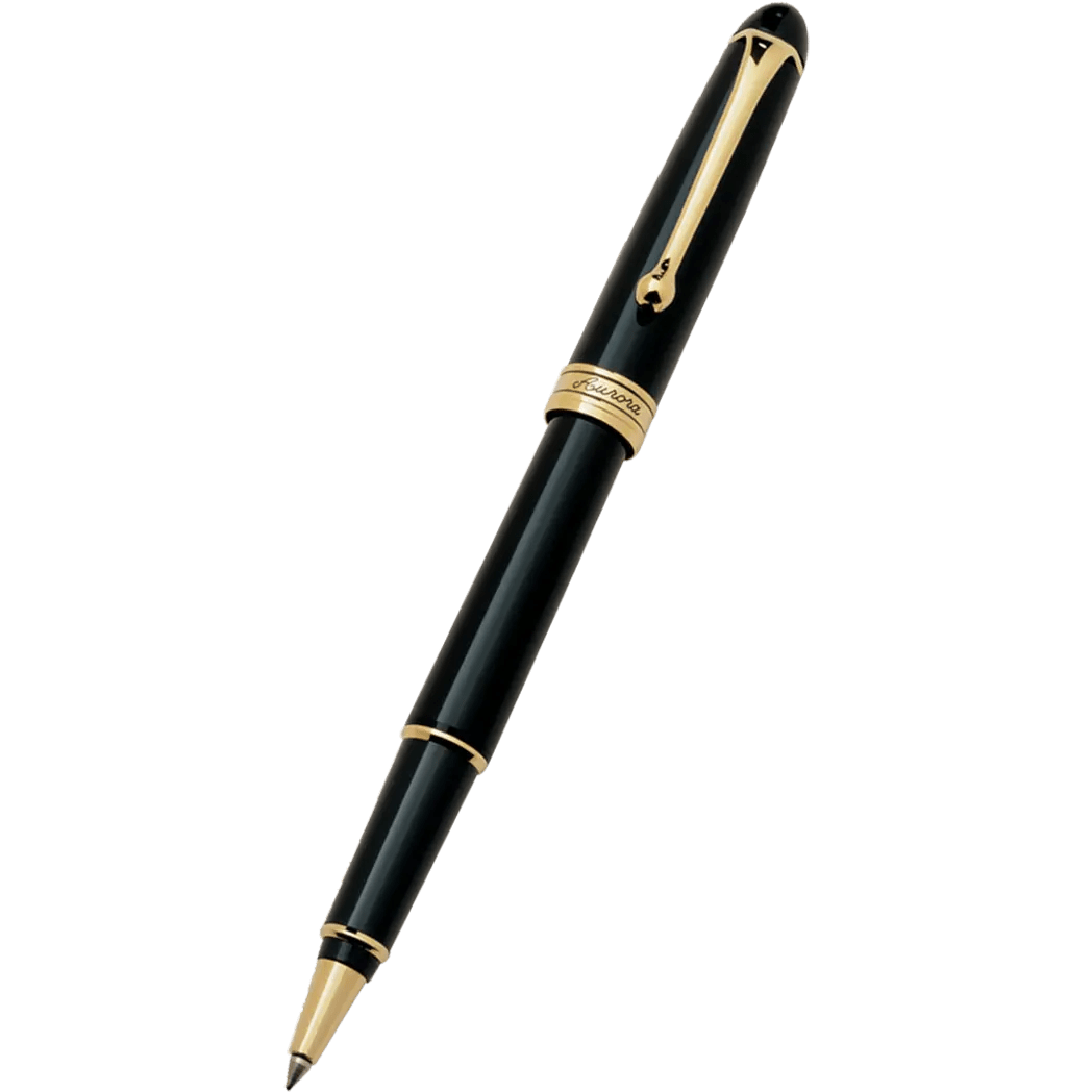 Aurora 88 Rollerball Pen - Black - Gold Plated - Pen Boutique Ltd