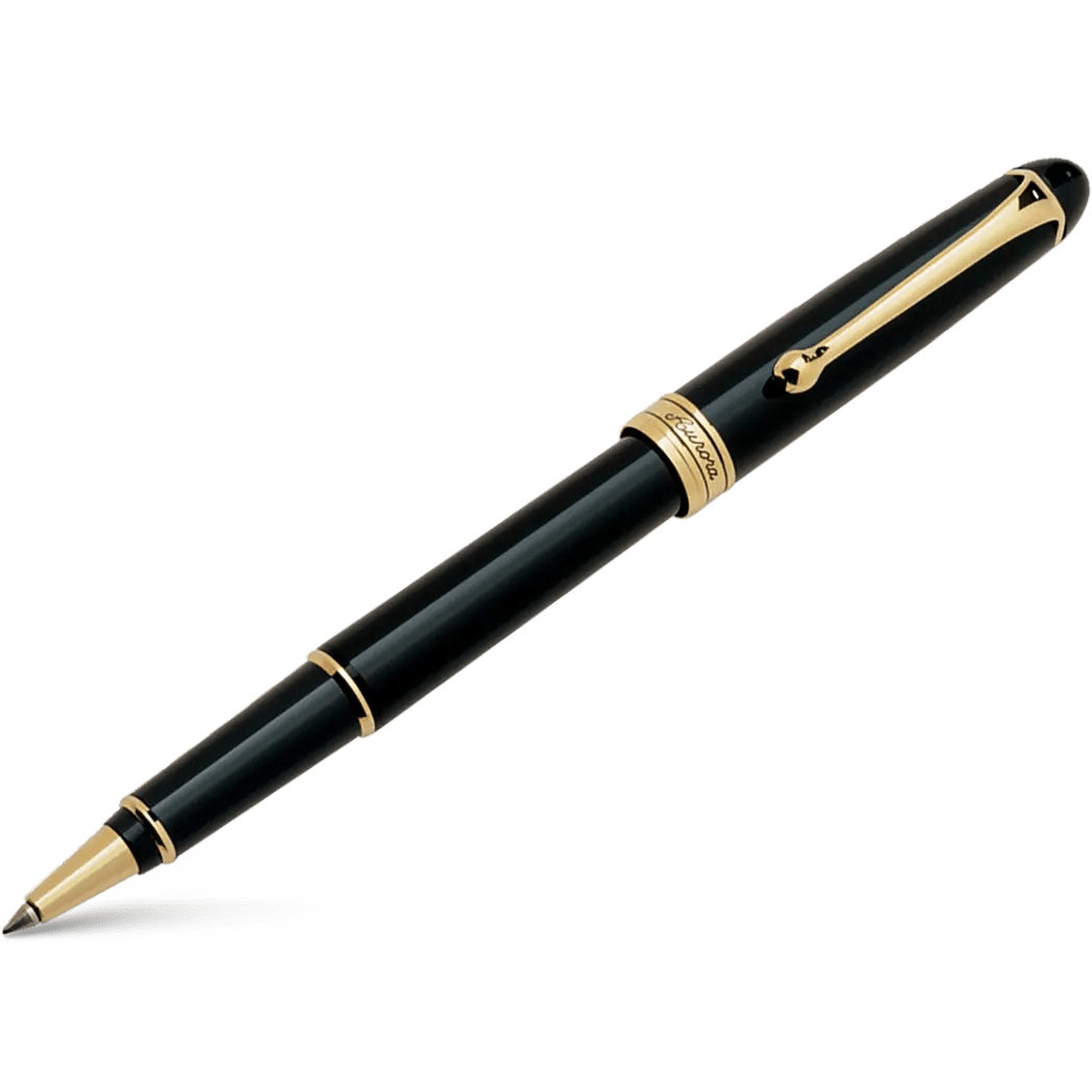 Aurora 88 Rollerball Pen - Black - Gold Plated - Pen Boutique Ltd