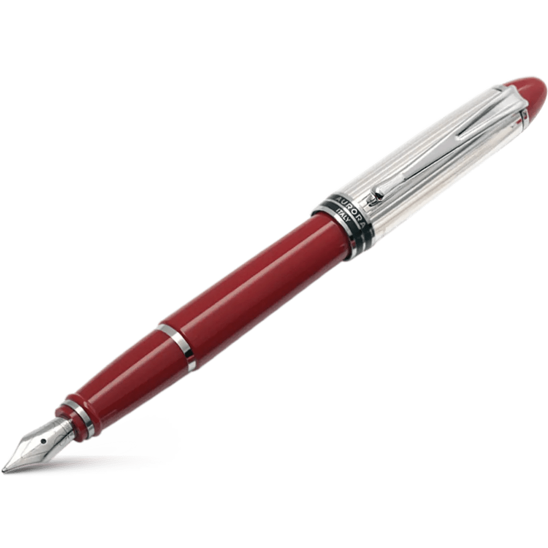 Aurora Fountain Pen - Red - Sterling Silver - Pen Boutique Ltd