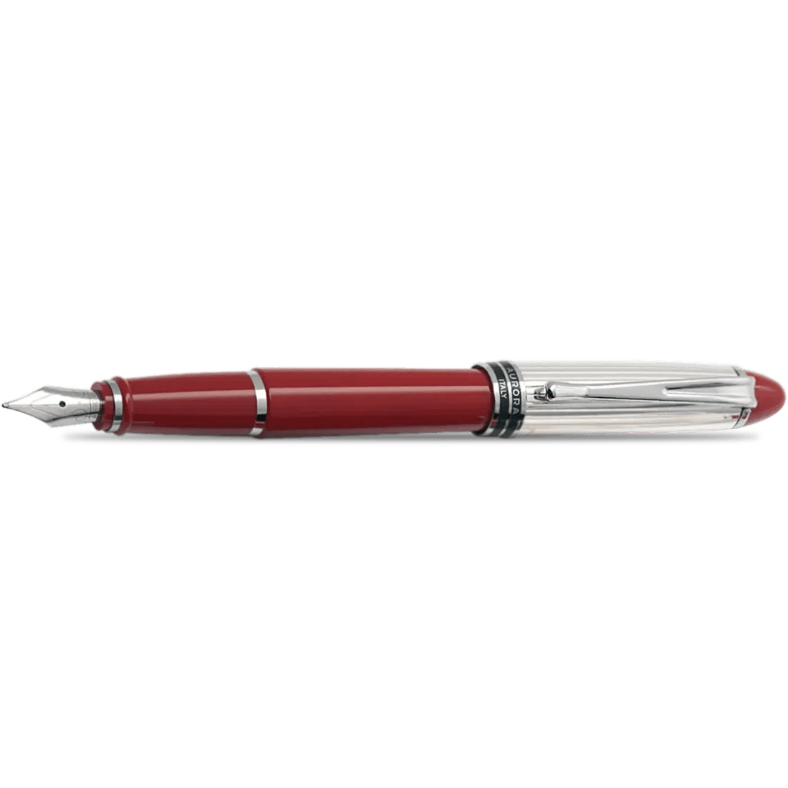 Aurora Fountain Pen - Red - Sterling Silver - Pen Boutique Ltd
