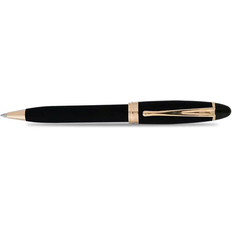 Aurora Ipsilon Ballpoint Pen - Satin Black - Rose Gold Trim - Pen Boutique Ltd