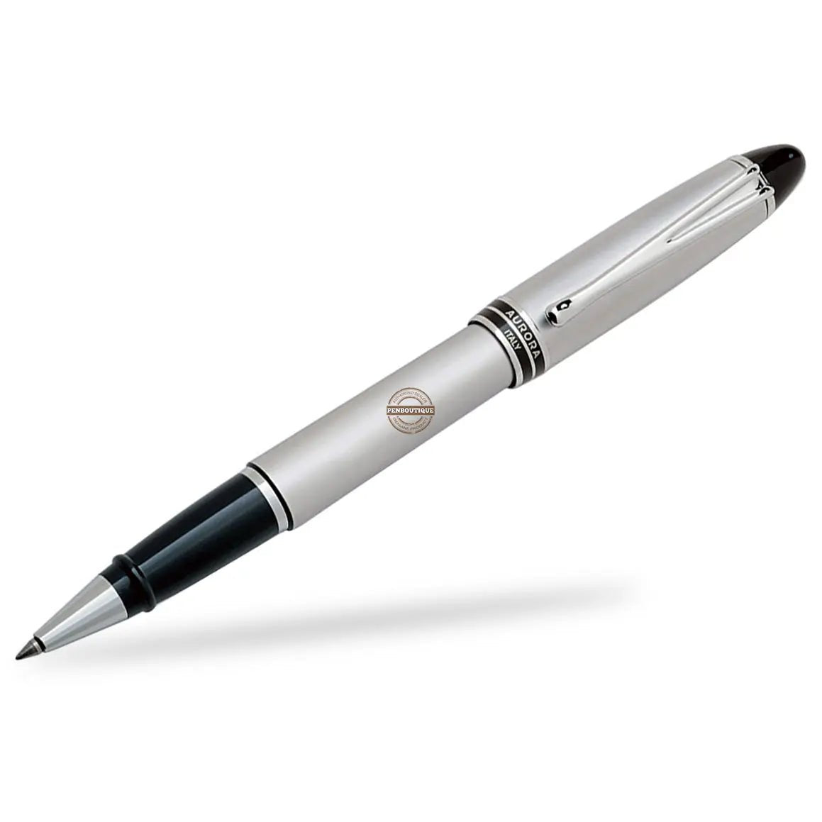 Aurora Ipsilon Rollerball - Chrome - Black - Pen Boutique Ltd