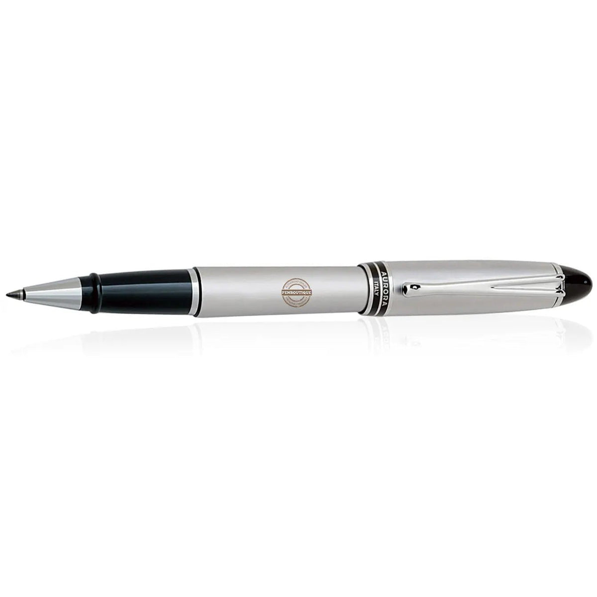 Aurora Ipsilon Rollerball - Chrome - Black - Pen Boutique Ltd