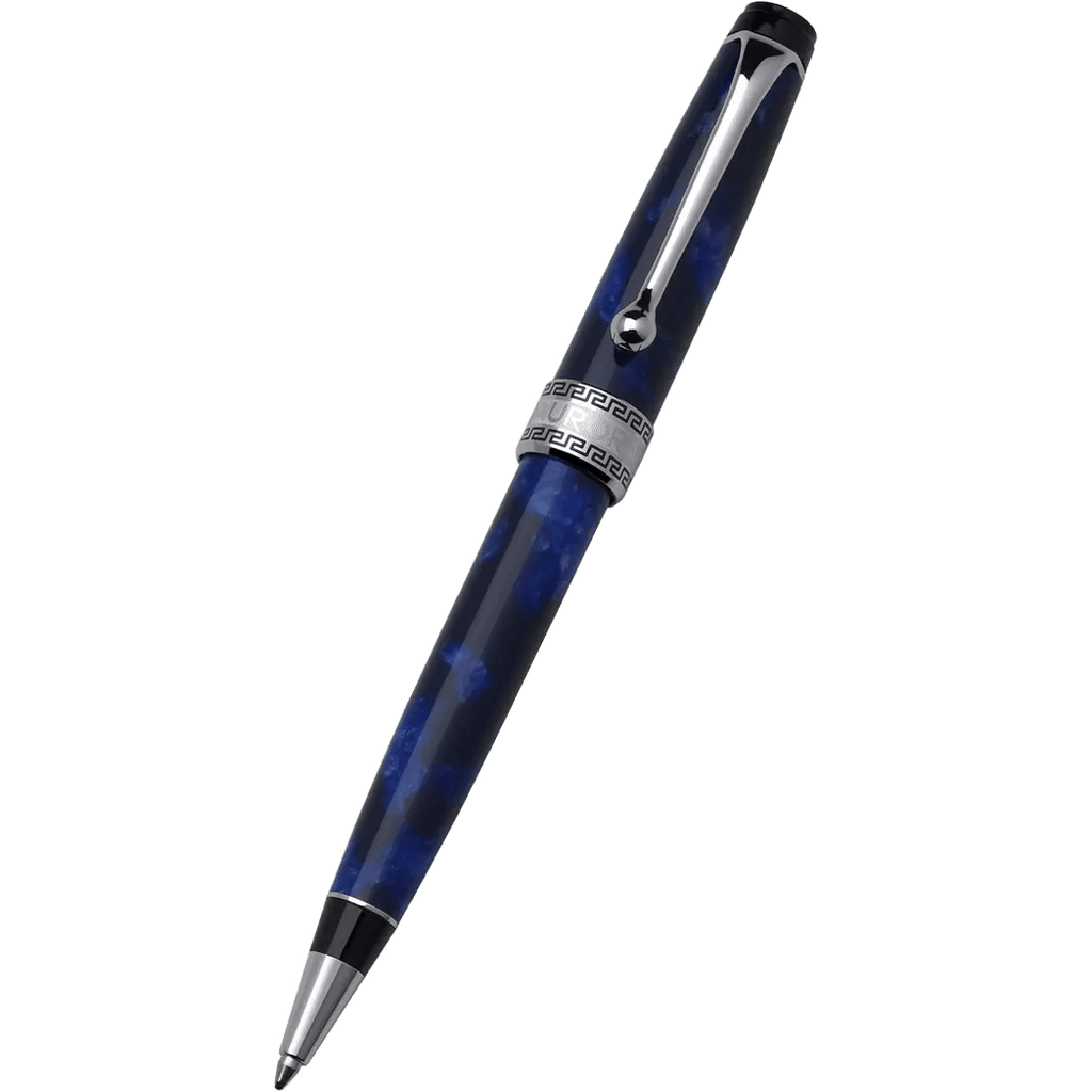 Aurora Optima Auroloide Ballpoint Pen - Blue - Silver Trim - Pen Boutique Ltd