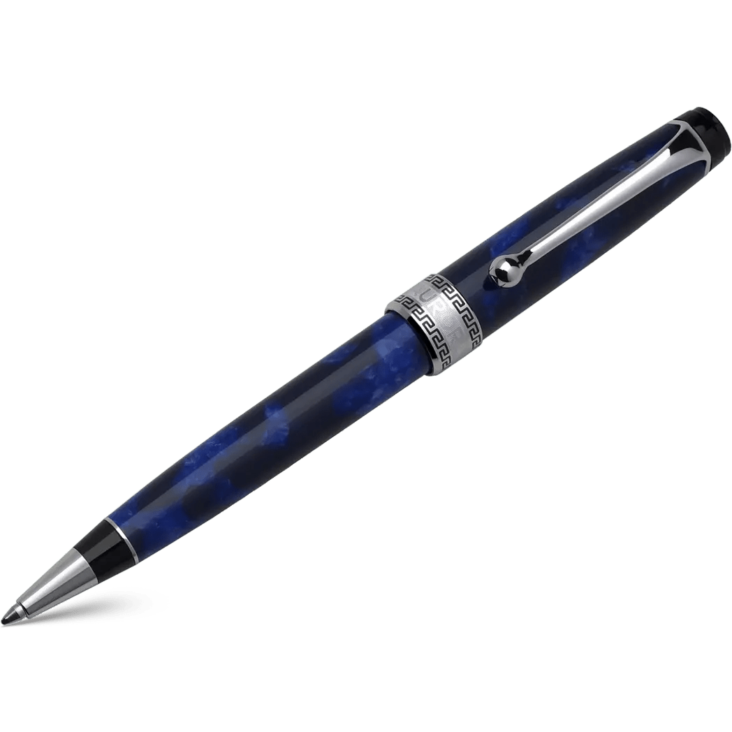 Aurora Optima Auroloide Ballpoint Pen - Blue - Silver Trim - Pen Boutique Ltd