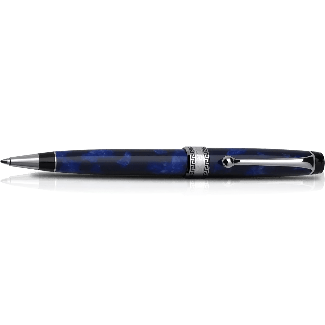 Aurora Optima Auroloide Ballpoint Pen - Blue - Silver Trim - Pen Boutique Ltd