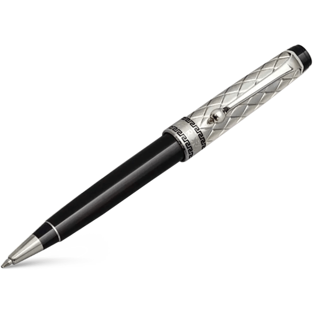 Aurora Optima Riflessi Ballpoint Pen - Black - Sterling Silver - Pen Boutique Ltd