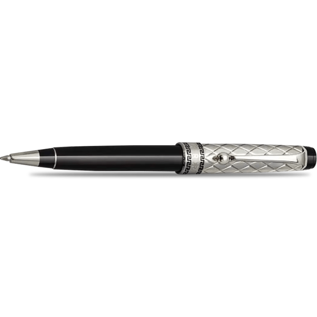 Aurora Optima Riflessi Ballpoint Pen - Black - Sterling Silver - Pen Boutique Ltd