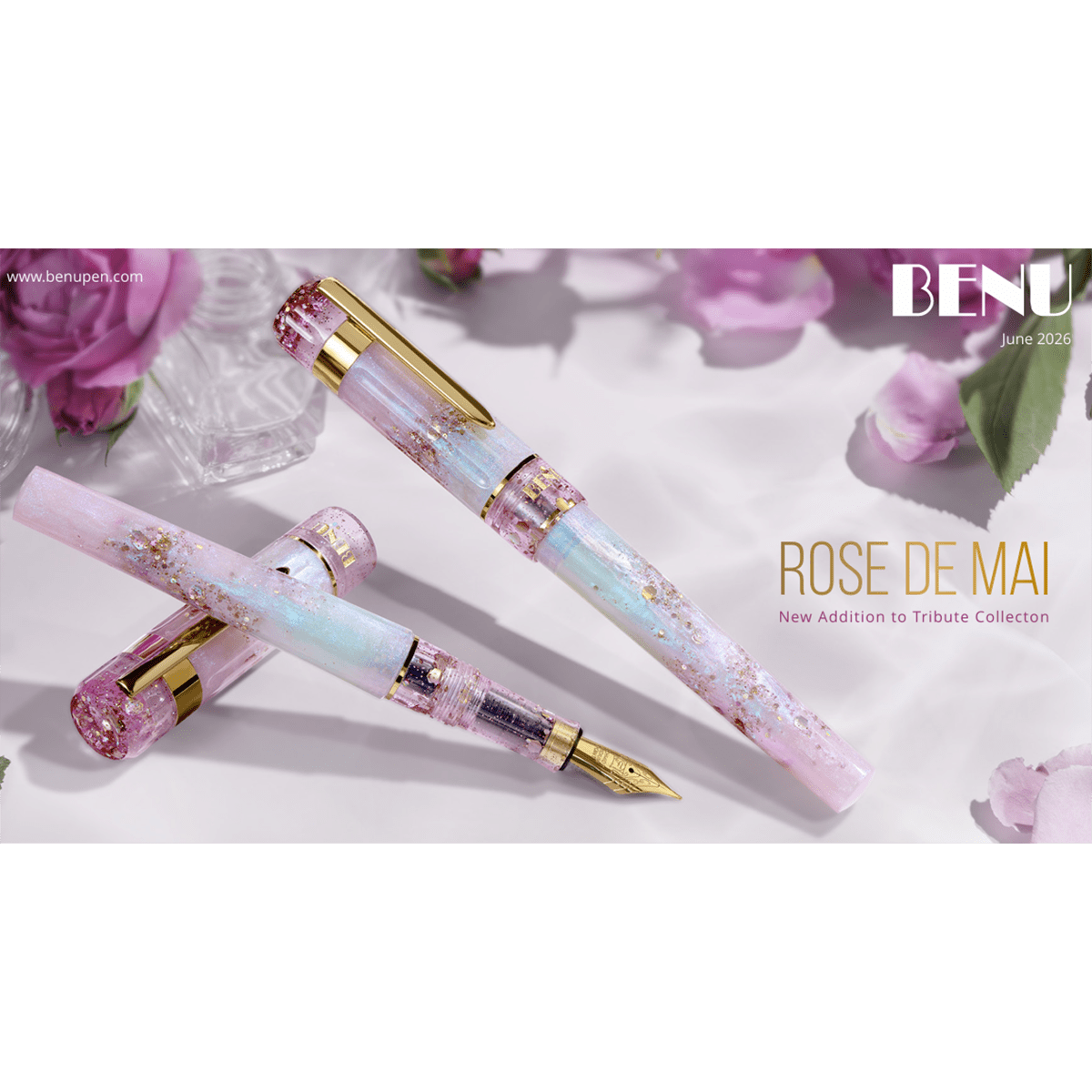 Benu Tribute Fountain Pen - Rose de Mai - Pen Boutique Ltd
