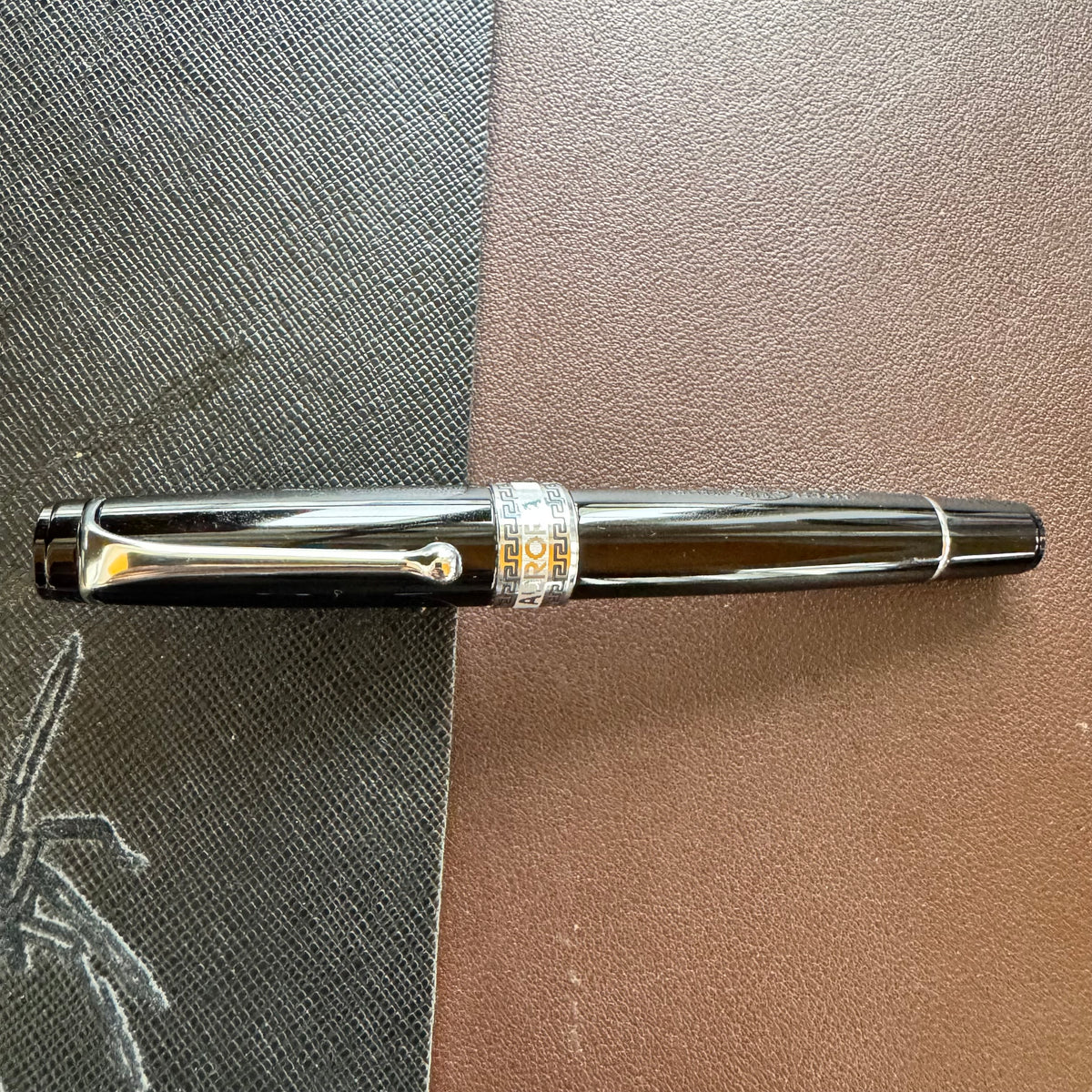 On Sale: Aurora Optima Fountain Pen - Black - Chrome Trim - Pen Boutique Ltd