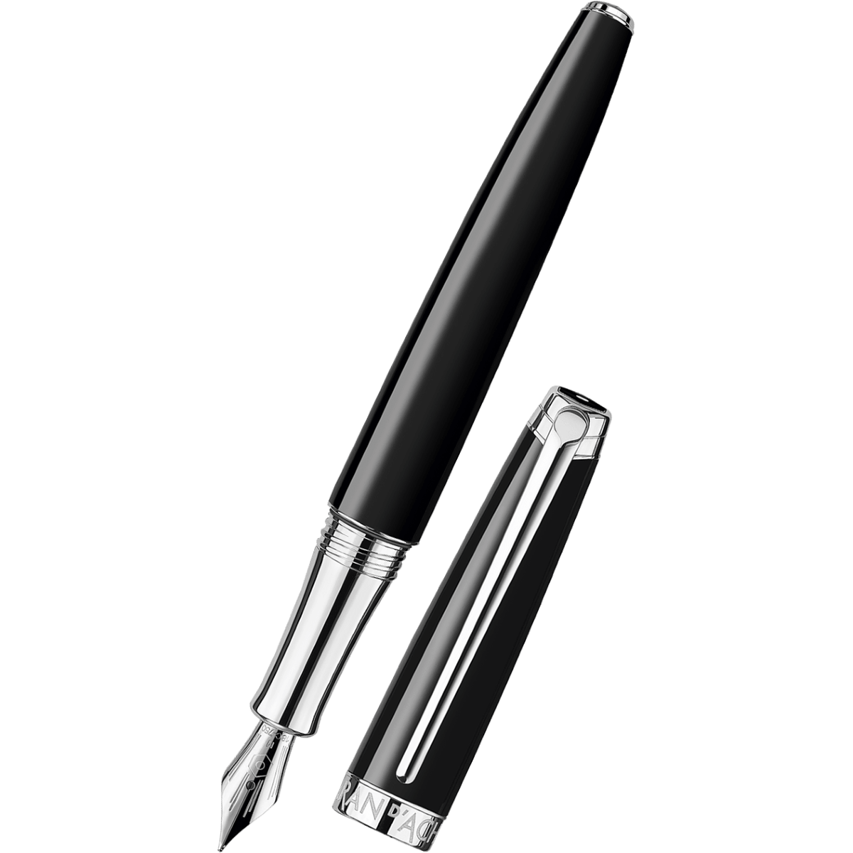 Caran d Ache Leman Fountain Pen - Ebony Black - Rhodium Trim - Pen Boutique Ltd