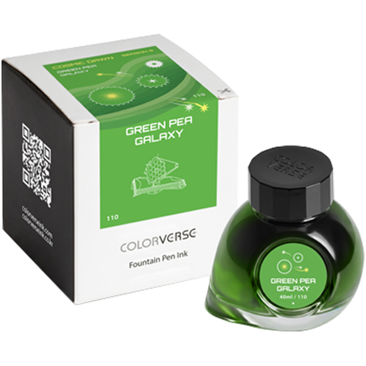 Colorverse Season 9 : Cosmic Dawn Ink Bottle No. 110 – Green Pea Galaxy 40ml - Pen Boutique Ltd