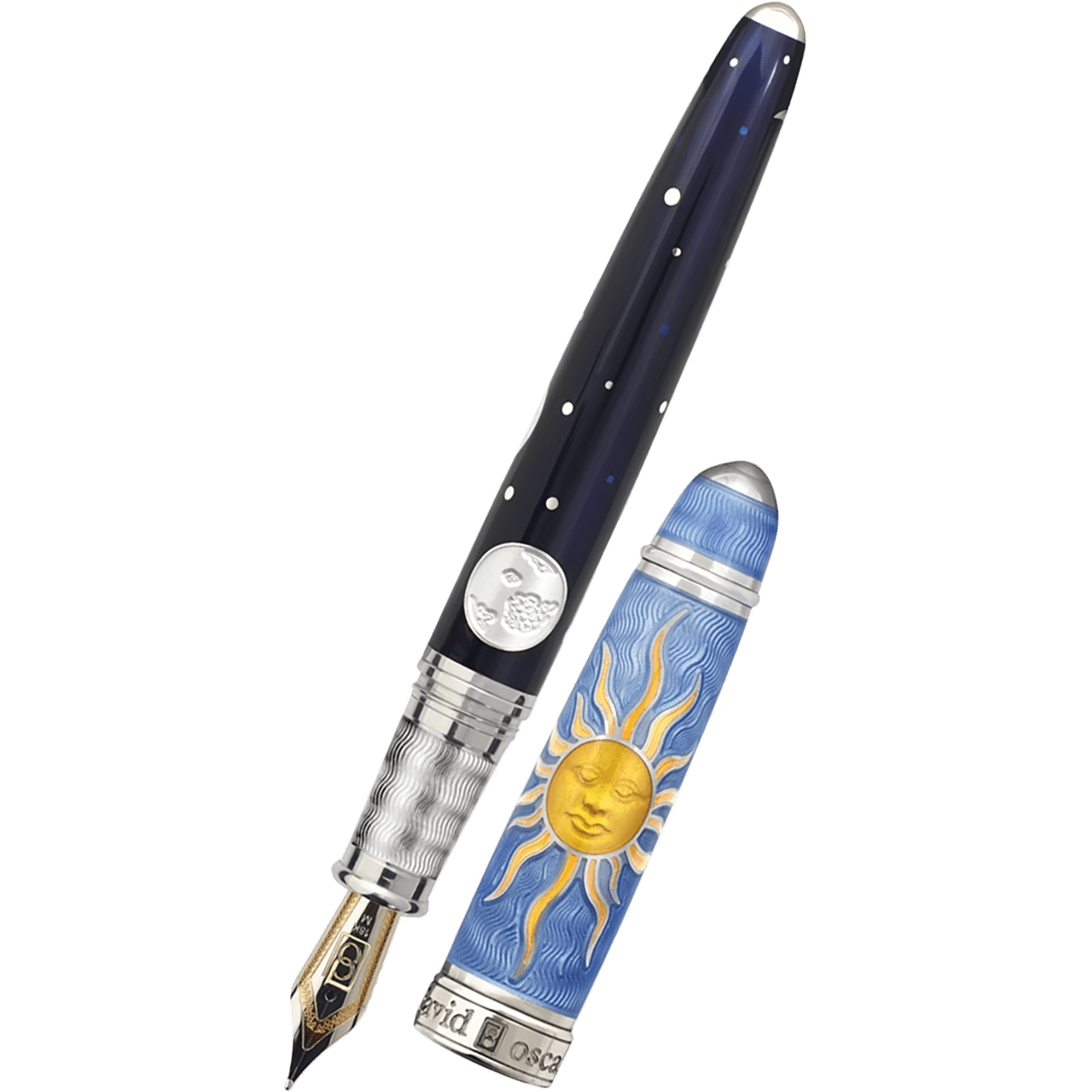David Oscarson Celestial Fountain Pen - Limited Edition - Azure Blue Golden Yellow - Pen Boutique Ltd