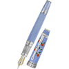 David Oscarson Tree of Life Fountain Pen - Azure Blue with Orange and Green - Pen Boutique Ltd