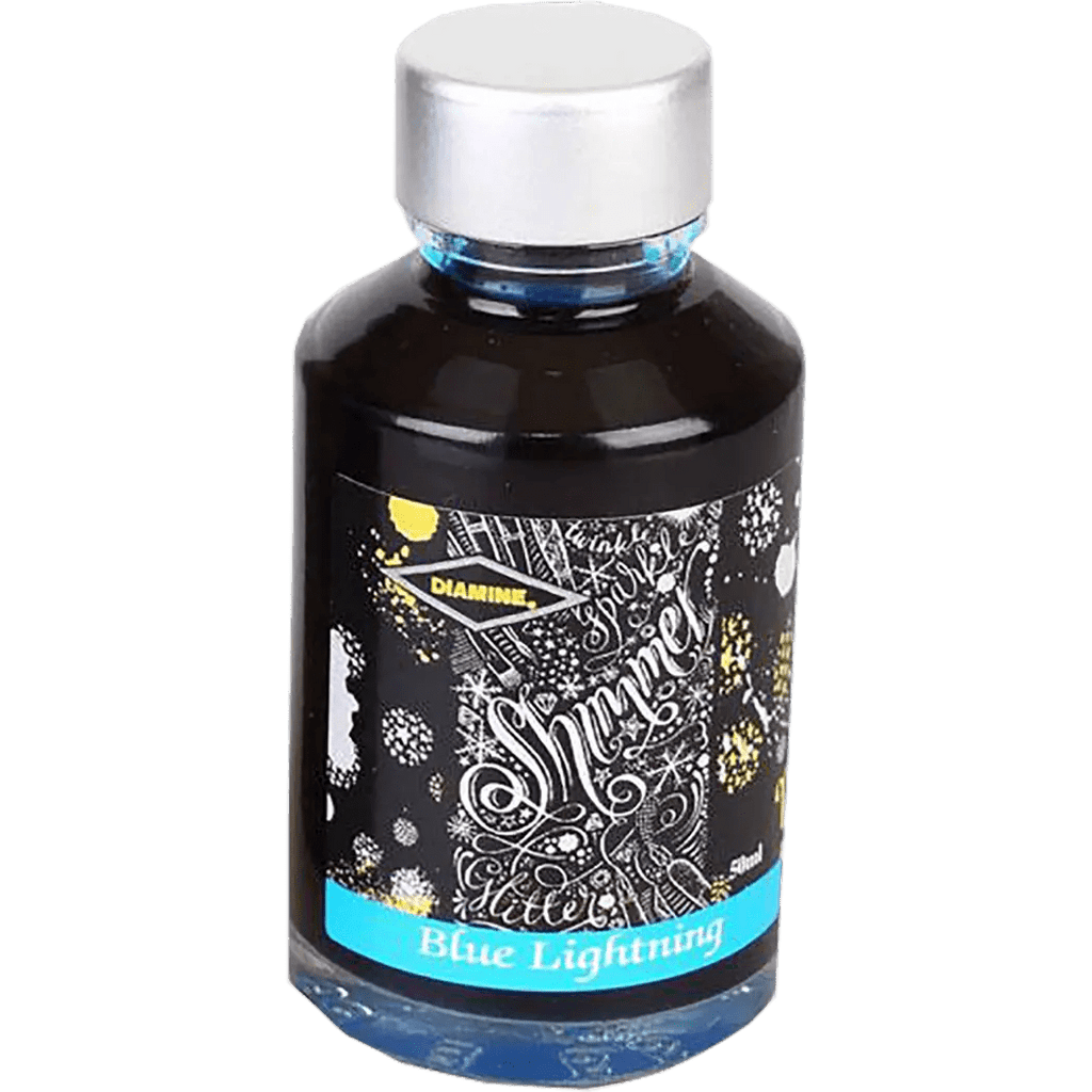 Diamine Shimmer Ink 50 ml Blue Lightning - Silver shimmer - Pen Boutique Ltd