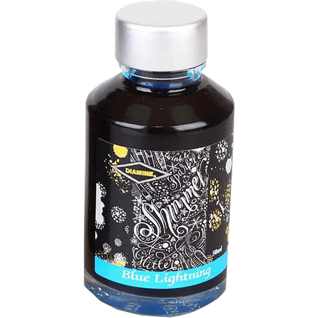 Diamine Shimmer Ink 50 ml Blue Lightning - Silver shimmer - Pen Boutique Ltd