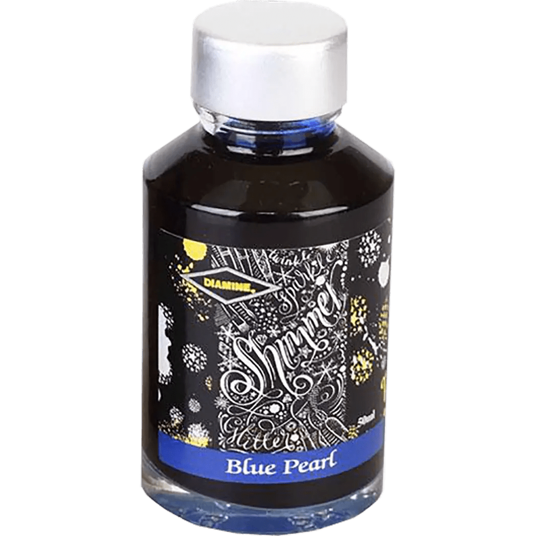 Diamine Shimmer Ink 50 ml Blue Pearl - Silver shimmer - Pen Boutique Ltd