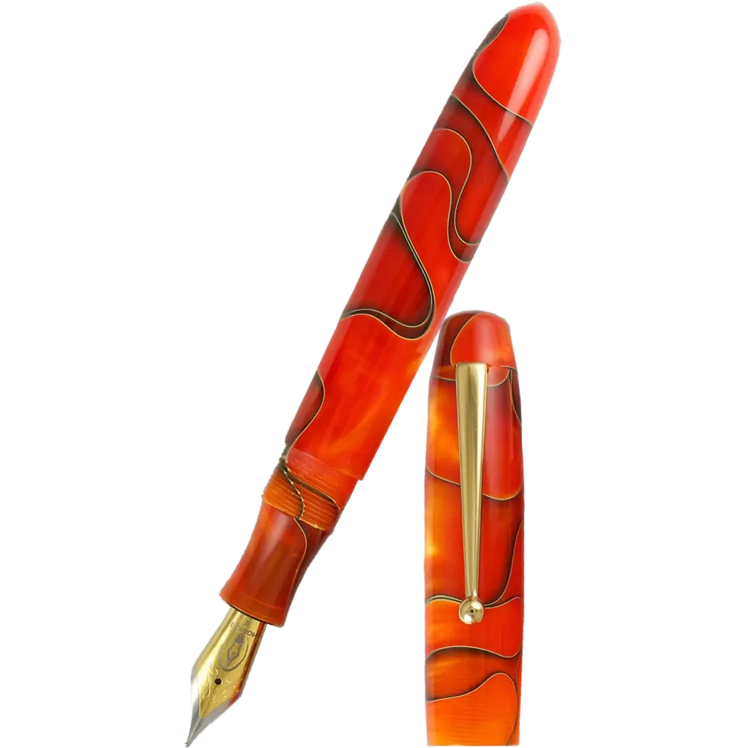 Edison Collier Fountain Pen Persimmon Swirl 18k - Pen Boutique Ltd
