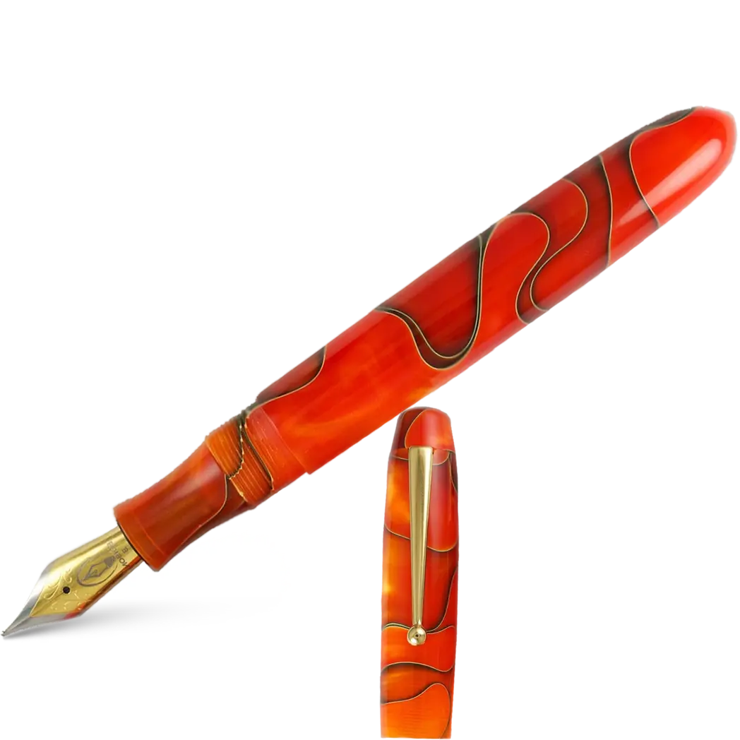 Edison Collier Fountain Pen Persimmon Swirl 18k - Pen Boutique Ltd