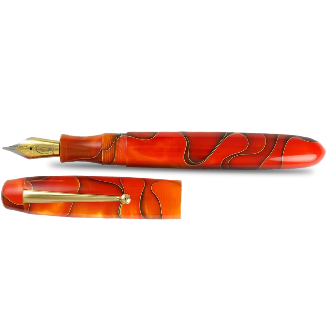 Edison Collier Fountain Pen Persimmon Swirl 18k - Pen Boutique Ltd