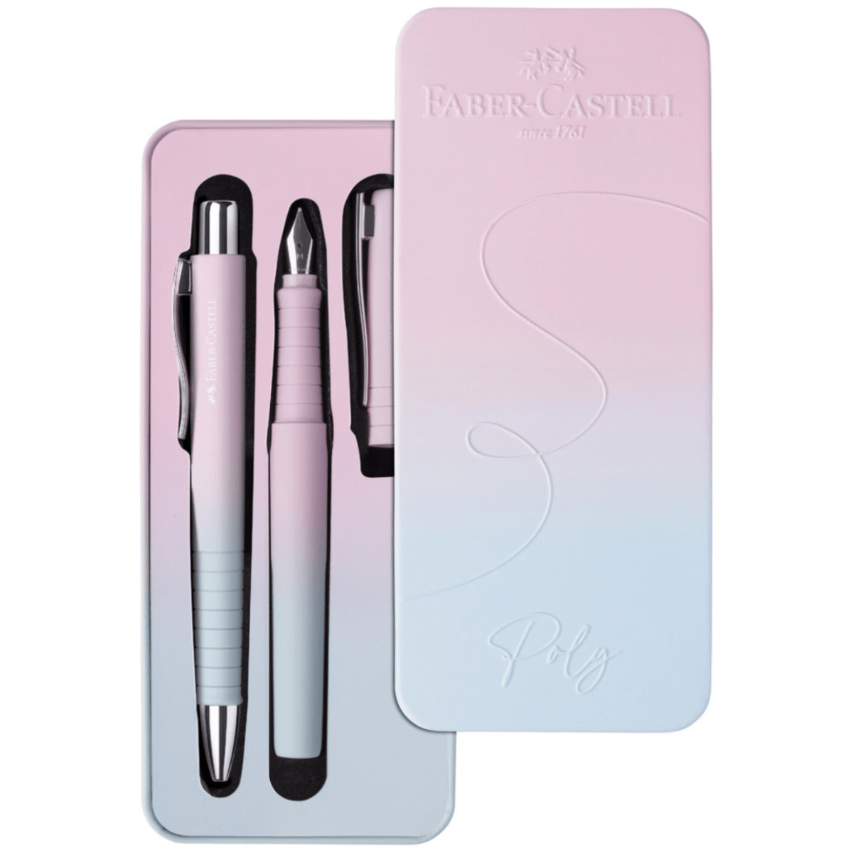 Faber-Castell Poly Flow Blushing Sky Fountain Pen & Ballpoint Gift Tin - Pen Boutique Ltd