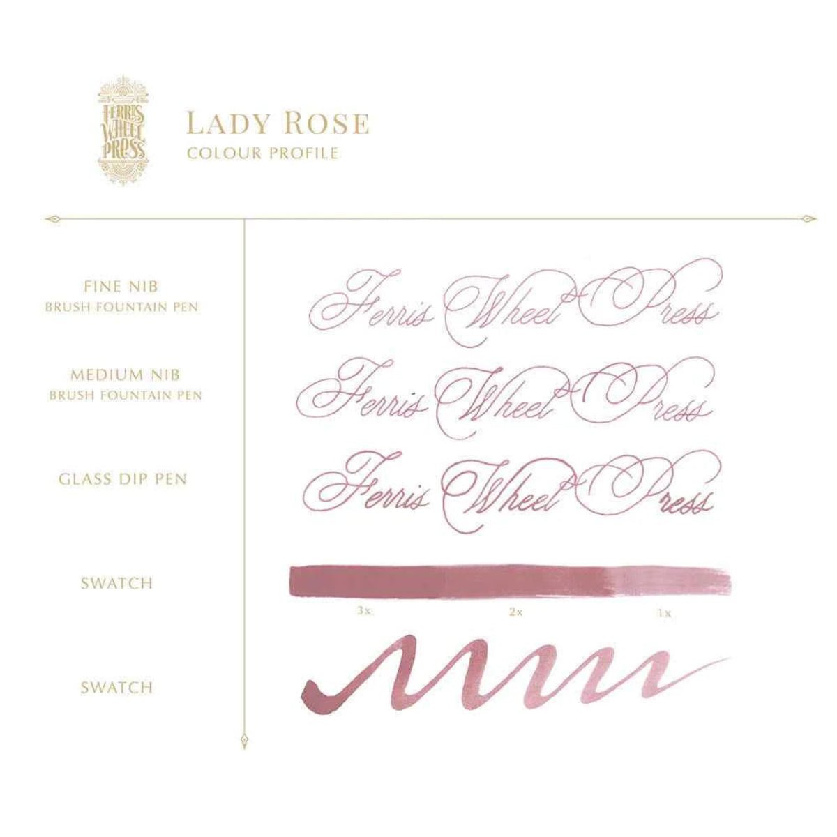 Ferris Wheel Press Ink Bottle - Lady Rose - 38ml - Pen Boutique Ltd
