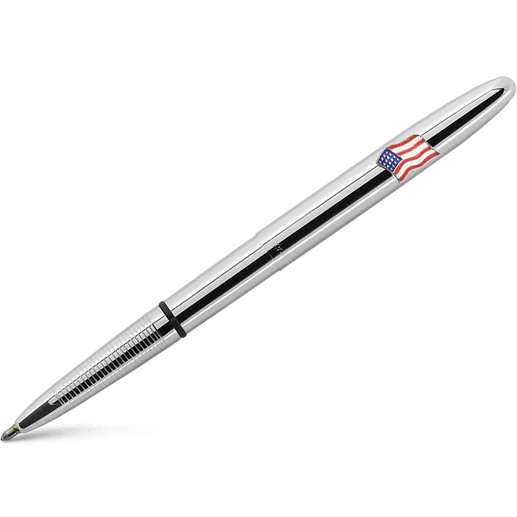 Fisher Space Pen Chrome Bullet with American Flag Ballpoint Pen - Pen Boutique Ltd