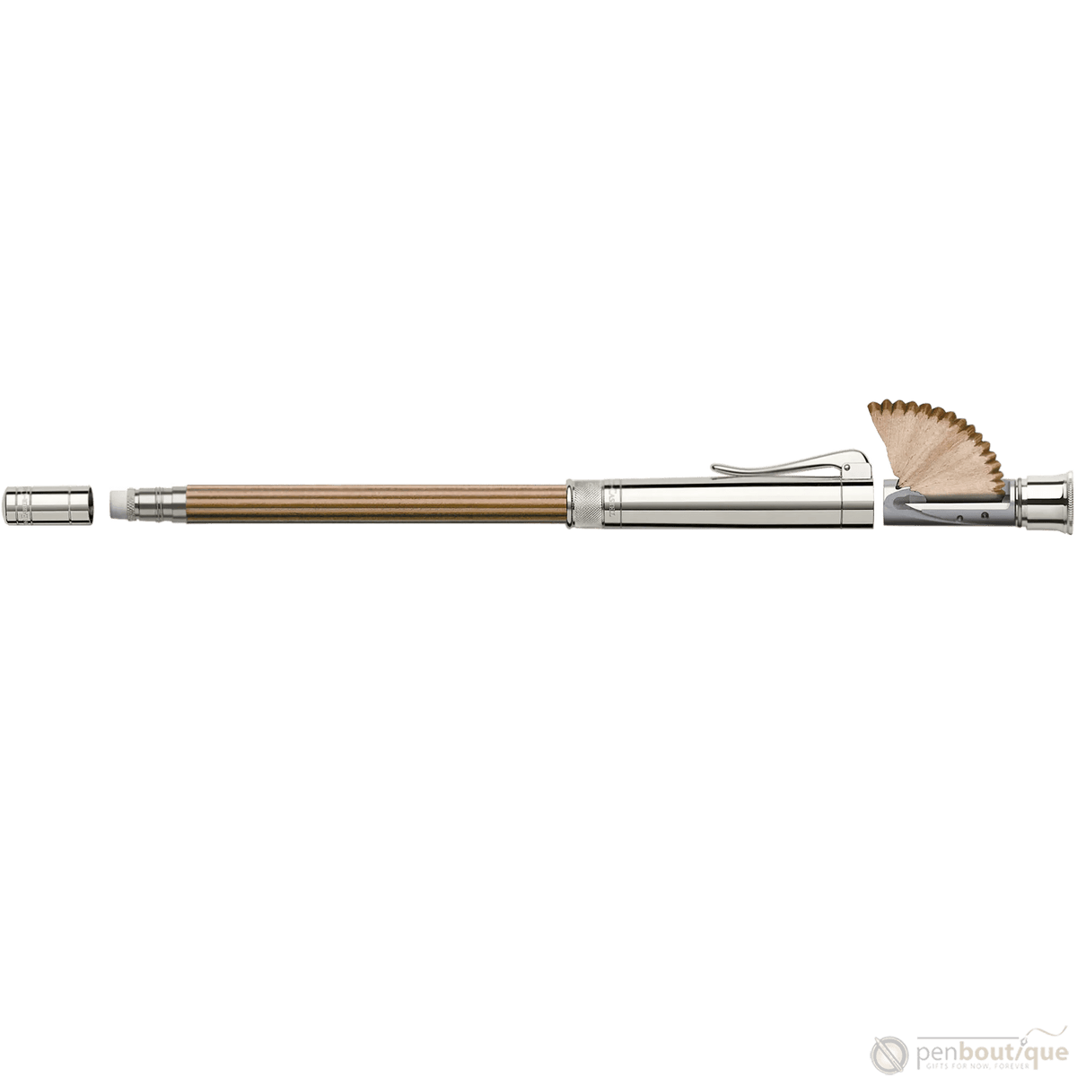 Graf Von Faber-Castell Perfect Pencil, Platinum Plated Cap, Brown - Pen Boutique Ltd