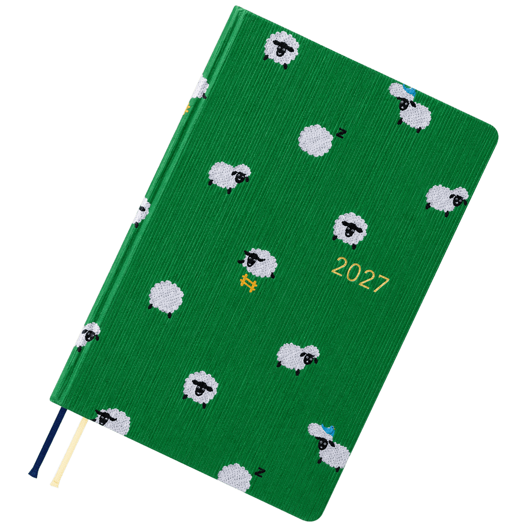 Hobonichi 2027 HON Light Hard Cover English Book - Bow & Tie: Sheep Sheep Sheep - A6 (January Start) - Pen Boutique Ltd